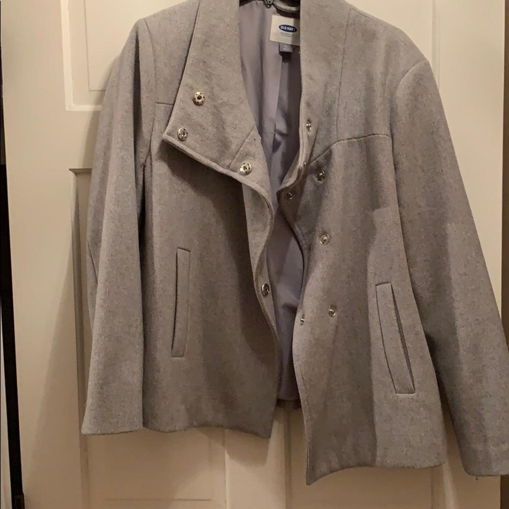 Gray Old Navy funnel neck peacoat